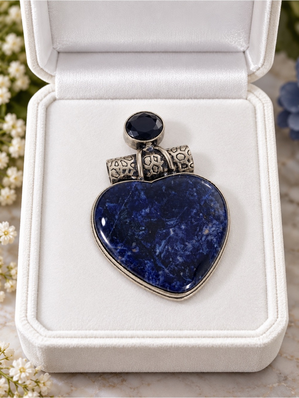 Sterling Silver Blue Heart Pendant